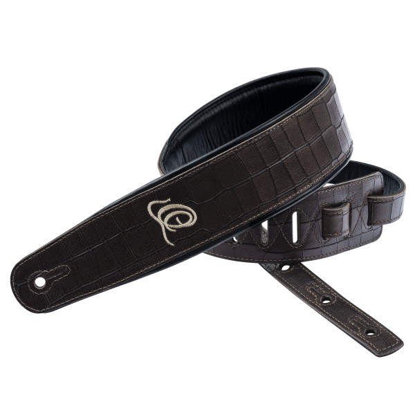 Ortega Ledergitarrengurt OSCU-1 Dark Brown Croco
