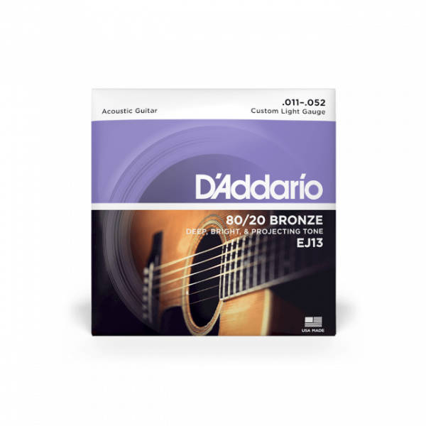 D'Addario EJ13 11-52 Custom Light 80/20 Bronze