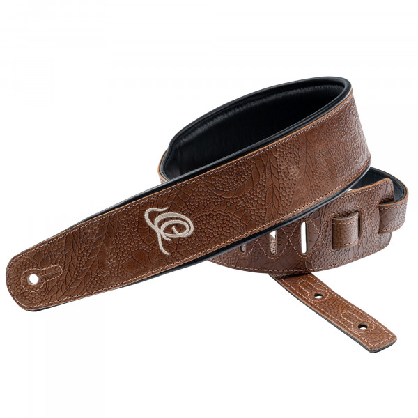 Ortega Ledergitarrengurt OSCU-2 Natural Brown Flora